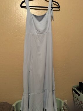 Light Blue Womens Maxi Dress with Flowy Hem